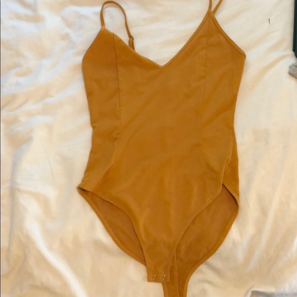 Mustard Yellow Suede Bodysuit
